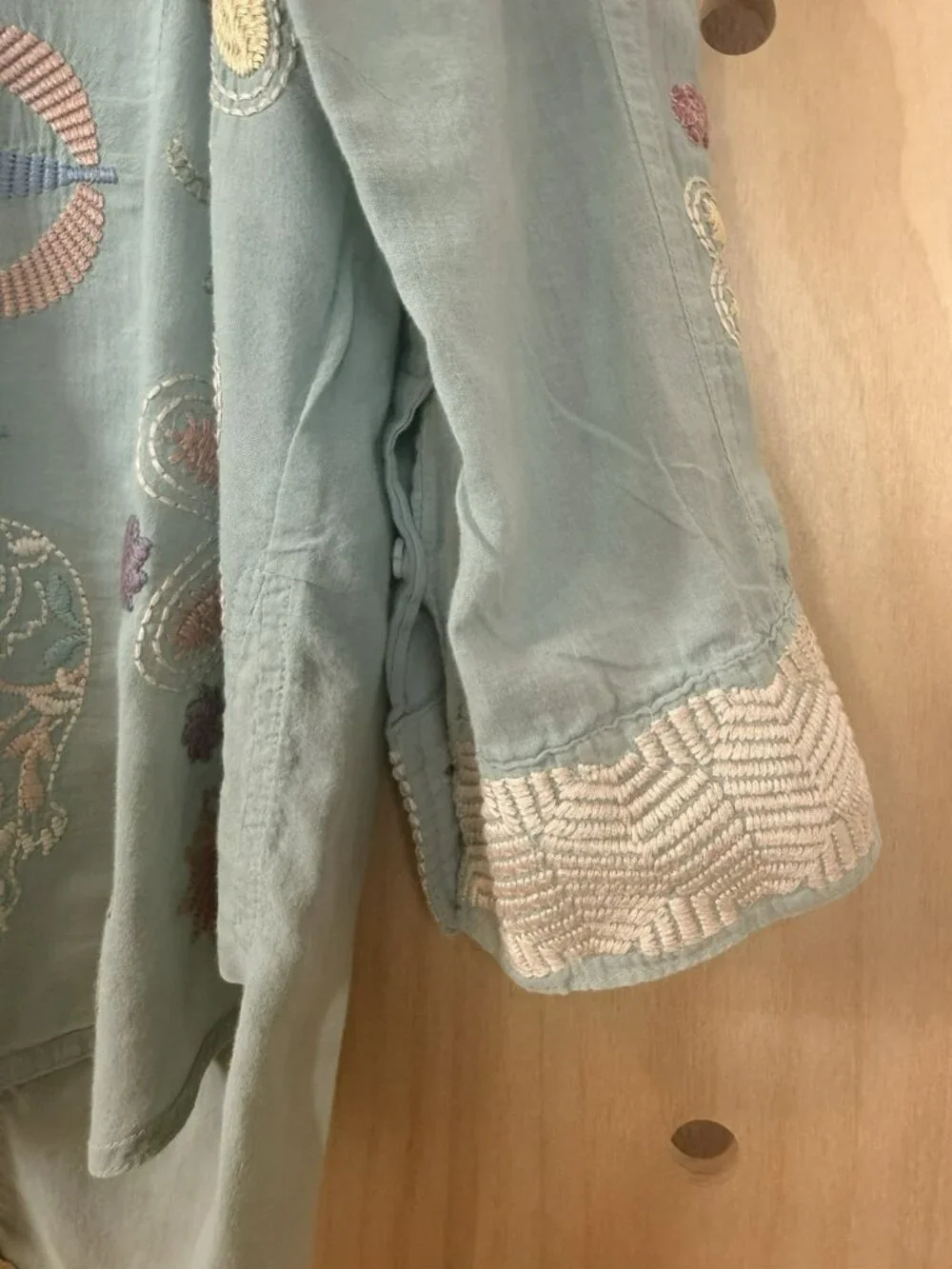 $205 Johnny Was Biya Cosimia Boho Chic Floral Jungle Button Down Mint Top XL - Picture 6 of 15